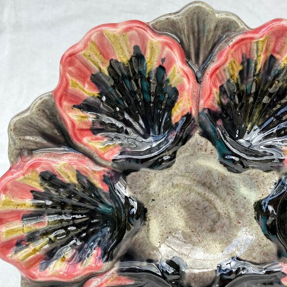 Fives Lille French Majolica 6 Well Oyster Plate - Picture 4 of 16